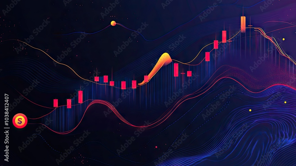 Poster dynamic vector art with financial elements and vibrant design
