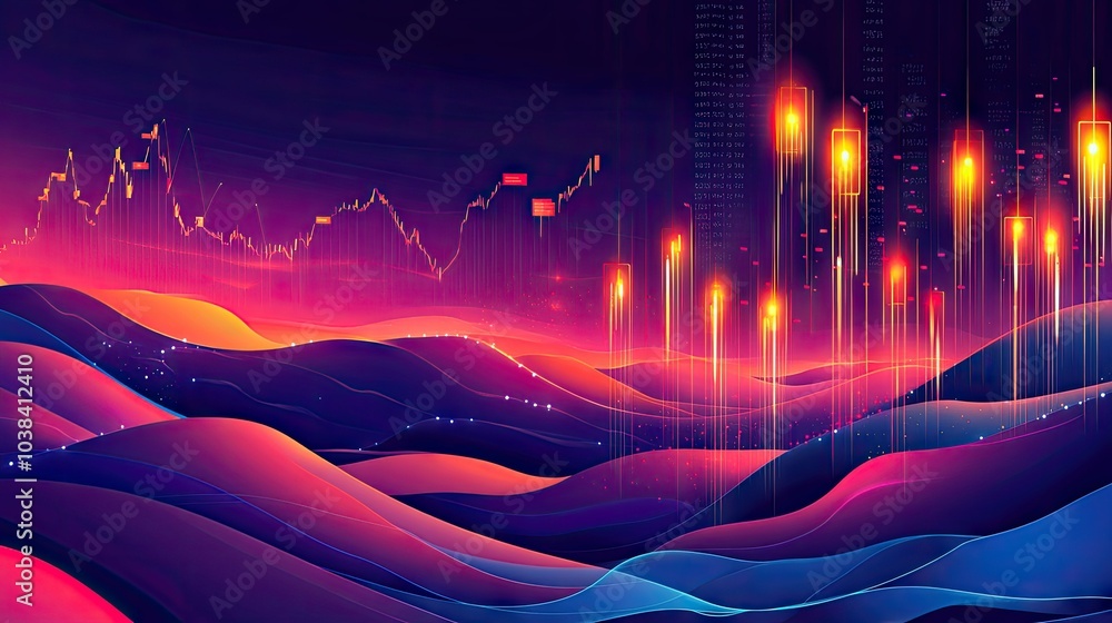 Poster dynamic vector illustration of abstract data waves