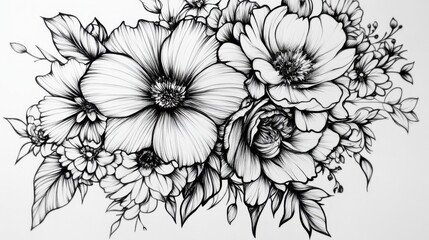 Intricate Floral Line Art Design for Illustrations