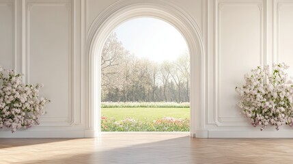 Obraz premium Modern Luxurious White Room with Open Archway