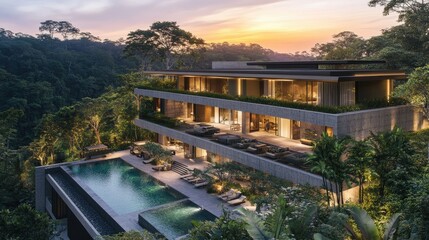 Fototapeta premium Modern Flat Roof House for Sale in 3D Rendering