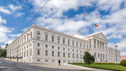 Naklejka premium Sao Bento Palace Showcases Neoclassical Architecture in Lisbon, Portugal
