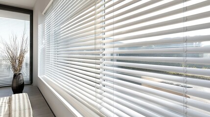 Obraz premium Bright and Spacious Living Room with Blinds