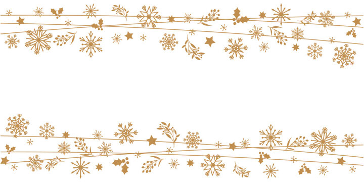 Snowflakes and ornaments decoration illustration. Winter holiday and Christmas decorative illustration. 
