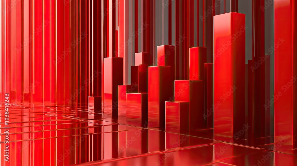 Poster striking 3d render of red geometric forms