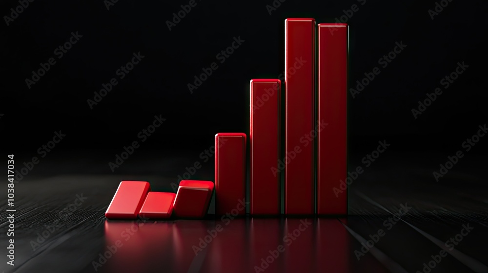 Poster red bar graphs on dark background for business use