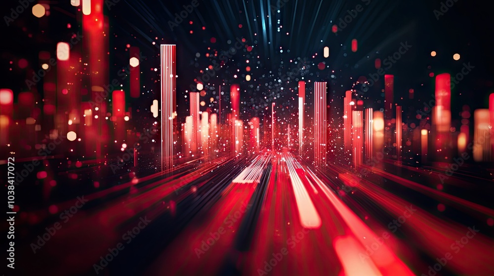 Poster dynamic red abstract background with light effects