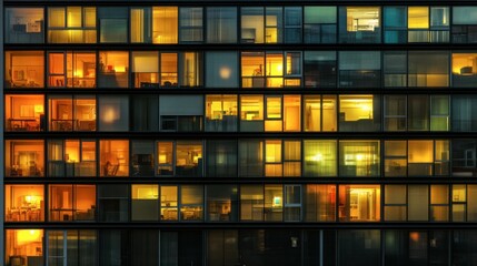 Evening Glow of City Apartment Windows