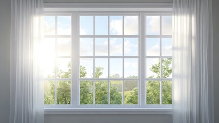Fototapeta premium Elegant White Window with Natural Light
