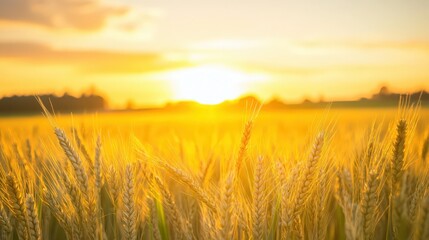 Obraz premium Wheat Beards with sunrise 
