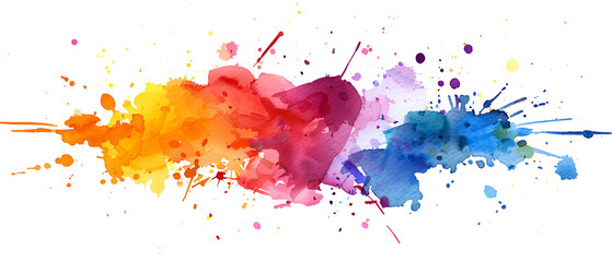 Multicolored bright watercolor paint splash line , Vibrant Abstract Watercolor Paint Background with Multicolor Splashes and Brush Strokes