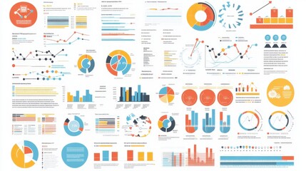 Obraz premium Colorful Data Visualization Infographic Collection