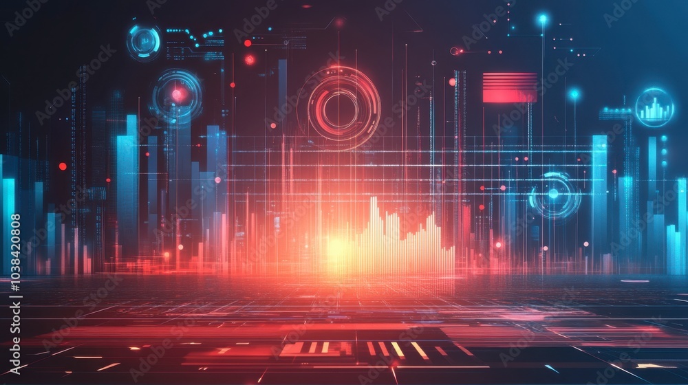 Poster futuristic data visualization in cyber environment