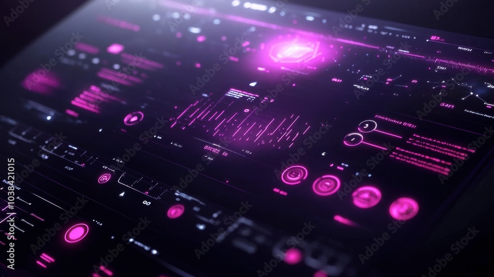 Poster futuristic user interface with neon elements