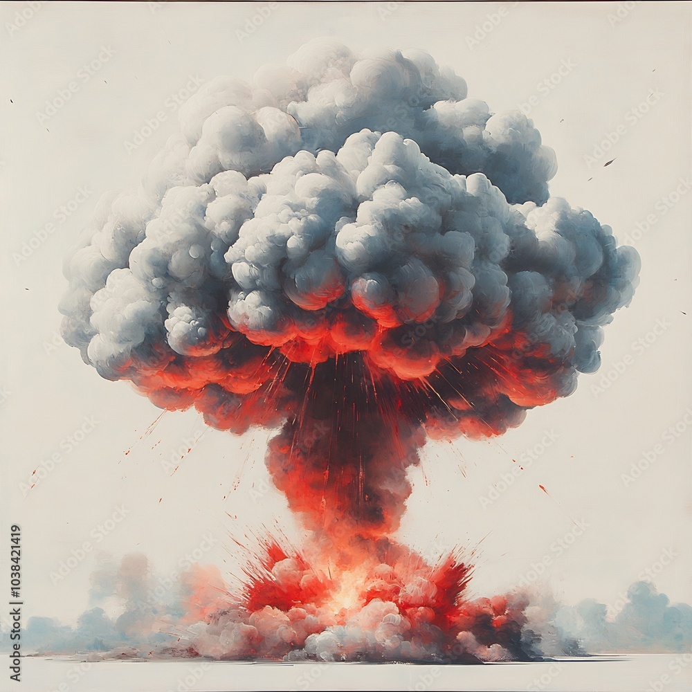 Aufkleber imposing mushroom cloud a nuclear explosion billowing into the sky detailed with swirling smoke and 