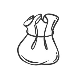 Dumpling, dough bag with filling line icon. Outline hand drawn one dumpling stuffed with minced meat or vegetarian. Asian food, lunch mascot, steamed gourmet baozi bun icon vector illustration