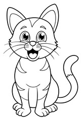 a coloring page of an cute cat batt showing funny look