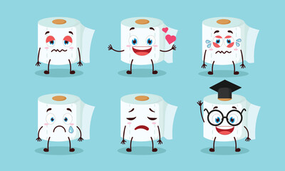 funny toilet paper cartoon character with different pose activity vector illustration