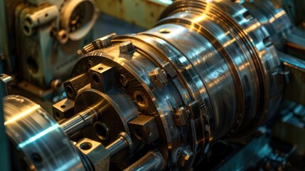 Obraz premium Industry lathe machine work, a bright photograph