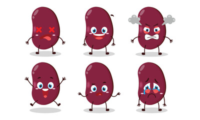 cute red bean cartoon with many expressions design illustration