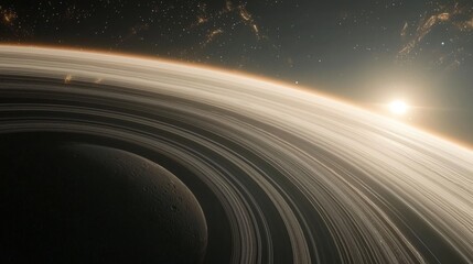 Saturn's Rings from Space : A stunning view of Saturn rings from a spacecraft, showing the planet majestic ring system up close
