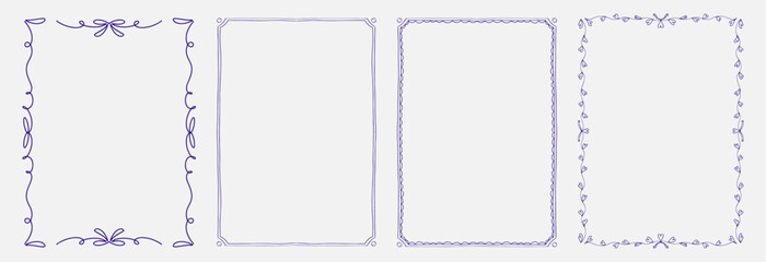 Set of festive vintage frames for Holidays cards, Christmas cards and invitations. Elegant hand drawn frames in vector