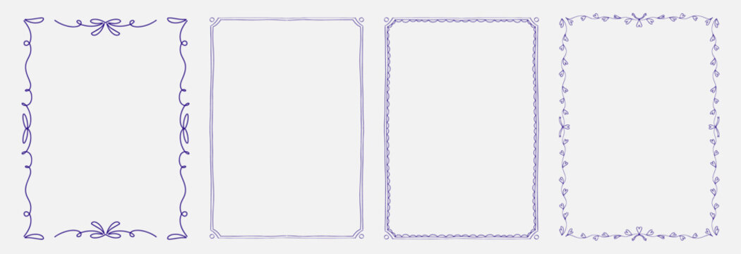 Set of festive vintage frames for Holidays cards, Christmas cards and invitations. Elegant hand drawn frames in vector