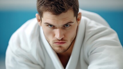 Fototapeta premium Judoka Perfecting Throws in Martial Arts Practice