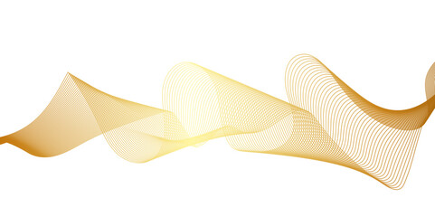 Abstract wavy lines flowing curve golden gradient color on transparent background. Abstract white background colorful lines. modern wavy stripes on white background isolated.
