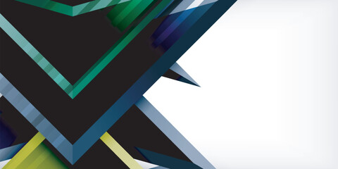 Arrows with 3d effect abstract background. Triangles on light grey backdrop