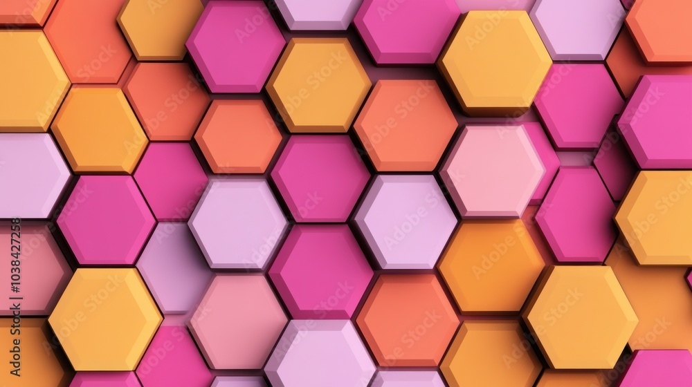 Poster abstract 3d hexagonal background in vibrant colors