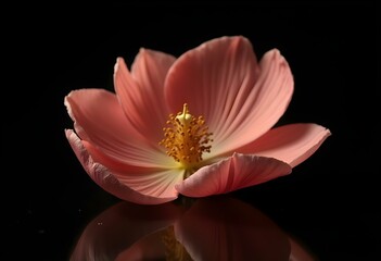 pink petal isolated on a black create with ai