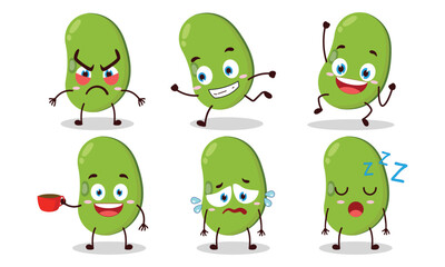 Obraz premium funny mung bean cartoon character with various pose activity design illustration