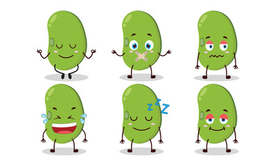 funny pizza cartoon with various expressions design illustration