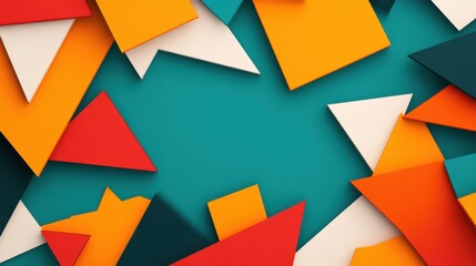 Vibrant 3D Geometric Shapes on Teal Background