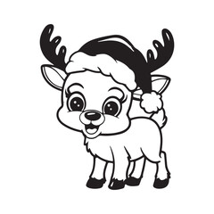 Christmas Cartoon Deer Vector Graphic on a White Background.