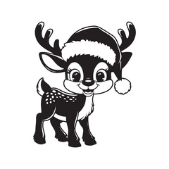 Christmas Cartoon Deer Vector Graphic on a White Background.