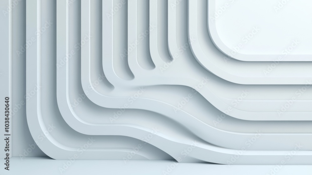 Poster minimalist 3d abstract design with curved lines