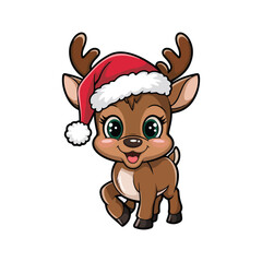 Christmas Reindeer Cartoon in Vector Format on White Background.