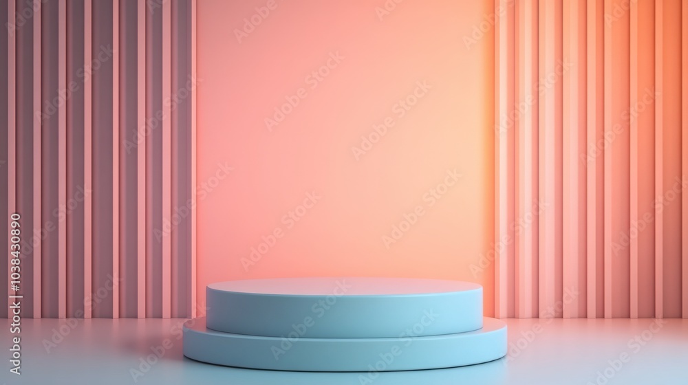 Poster modern 3d background with circular platform and light colors