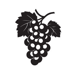 Grapes In cartoon, hand-drawn flat style. image for social media, websites and UI. Isolated 2D vector design in logo, icon, sketch style, simple line vector, single color. AI Generative Art.