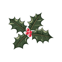 Christmas Holly Vector Design on White Background.