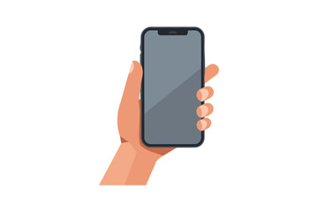 Hand Gripping Smartphone - Flat Vector Design on White Background.