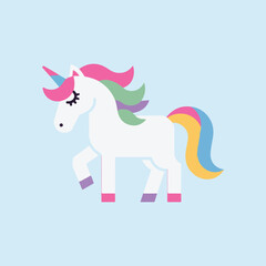 Unicorn Illustration Vector Design with Horn and Mane.