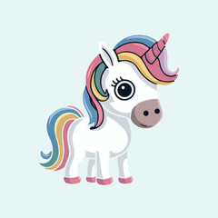 Unicorn Illustration Vector Design with Horn and Mane.