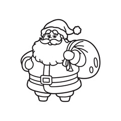 Santa Claus Carrying a Sack of Toys - Vector Illustration.