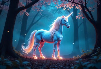 Obraz premium magical unicorn magical horse unicorn in a magic garden