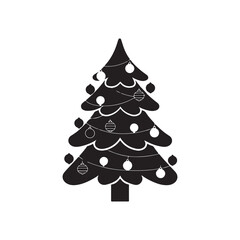 Simple Christmas Tree Vector Art on White Background.