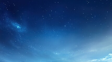Obraz premium A tranquil blue sky transitioning to dusk, with scattered stars and the subtle presence of the galaxy's core.