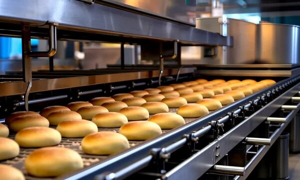 production of bakery on background